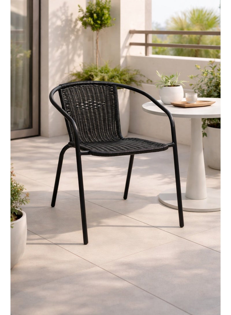 Harmony Home Modern Garden Patio Dining Chair |attan Chair | Weather-Resistant Outdoor Seating for Patio, Balcony & Garden – Black - Image 5